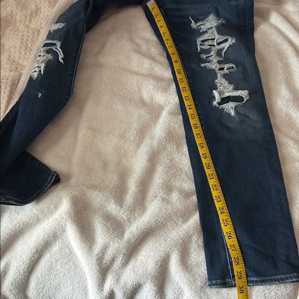 American Eagle Outfitters Dark Blue Distressed Skinny Jeans size 12 - Picture 10 of 10